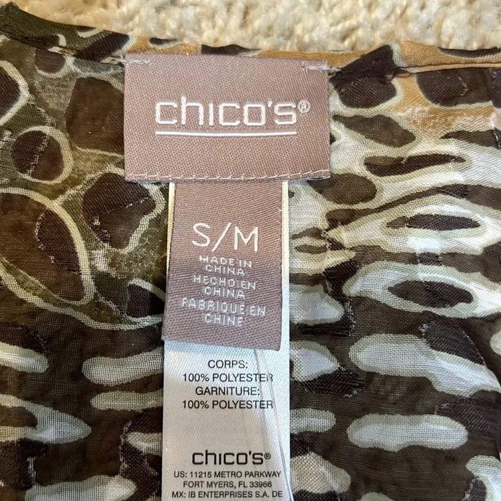 NWT CHICO’S Ruana Animal Print Burnout Sheer Fringe Cardigan - Picture 10 of 14